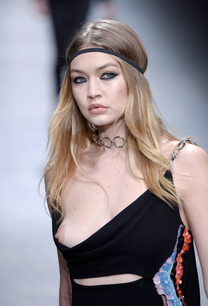 Oops Gigi Hadid Tit Slip In Versace Show Uncensored