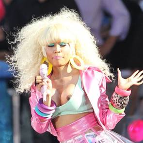 Nicki Minaj Singing while boob slipping out