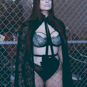 Ashley Graham in mesh lingerie