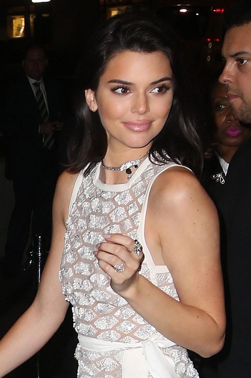 Kendall Jenner Nipples In See Through White Dress