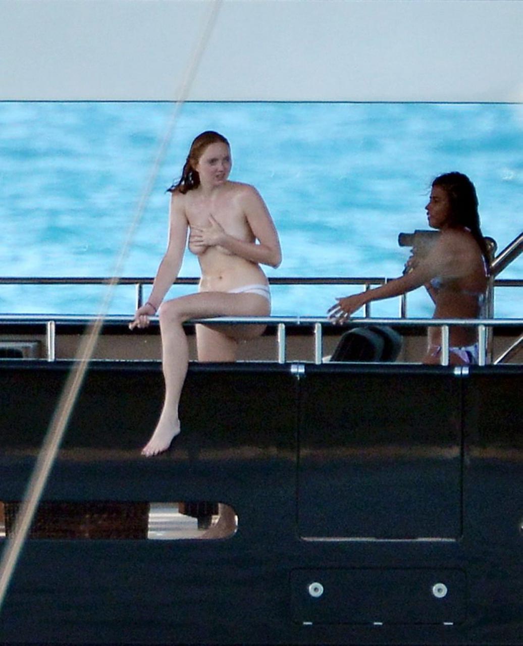 Model Lily Cole Nude Tits On A Yacht In St Barts Scandal