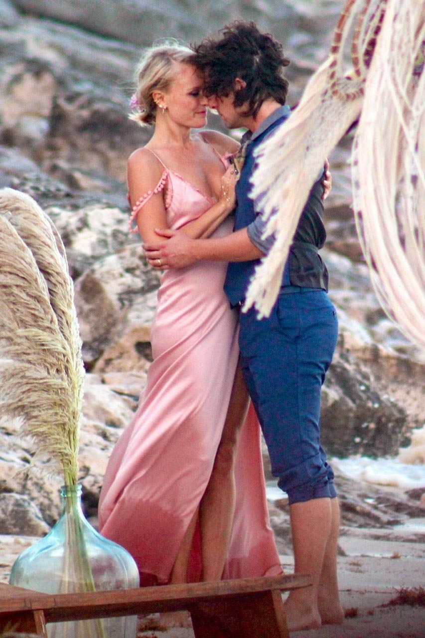 Malin Akerman Upskirt At Her Beach Wedding Scandal Planet