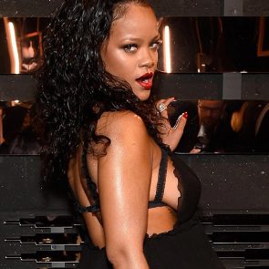 Rihanna sexy in black nightie
