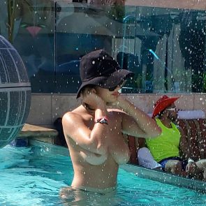 Tao Wickrath nude boobs in pool