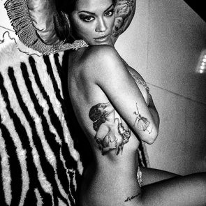 Rita Ora nude black and white pic