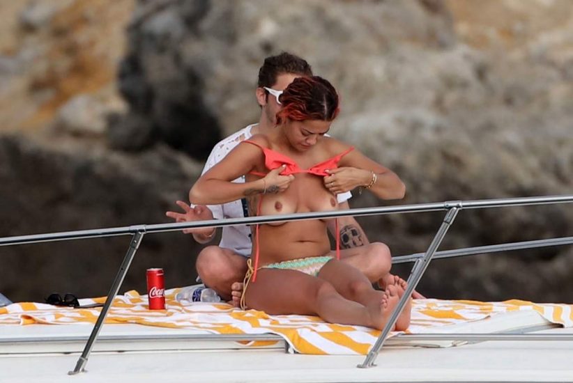 Rita Ora topless on the yacht