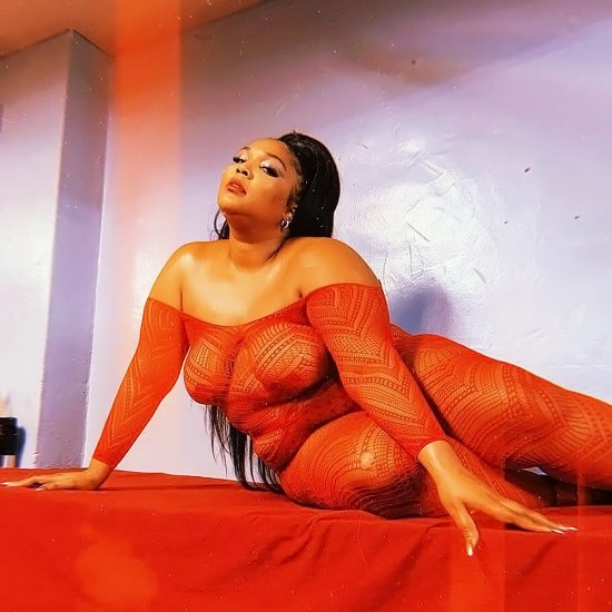 Lizzo nude in red lingerie