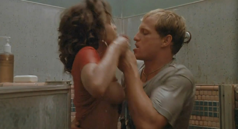 Here is Rosie Perez making out with a guy in the shower. 