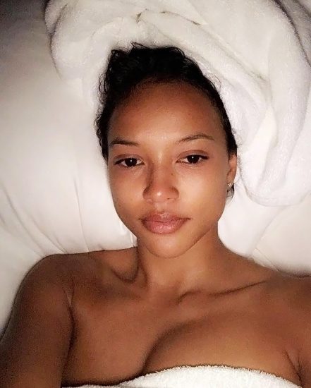 Karrueche Tran nude in bed