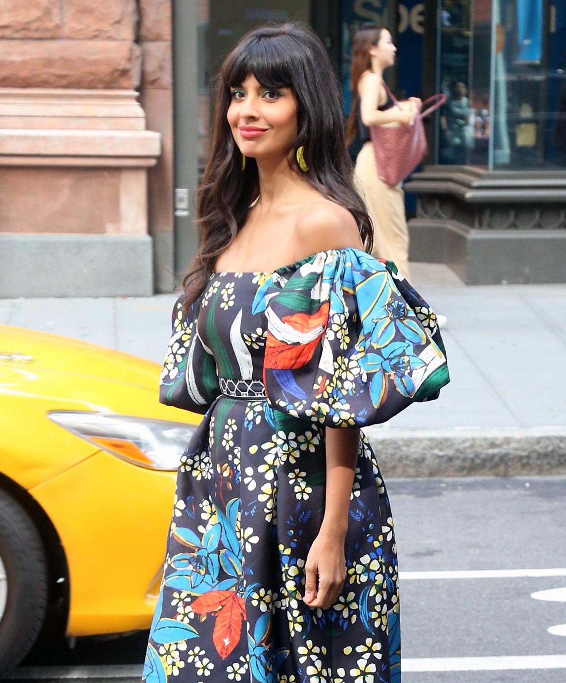 Jameela Jamil Sexy in a Floral Dress.
