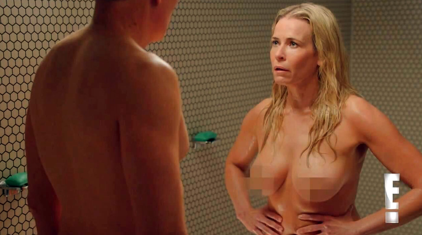 Chelsea Handler walks into a communal shower fully nude with her body and n...