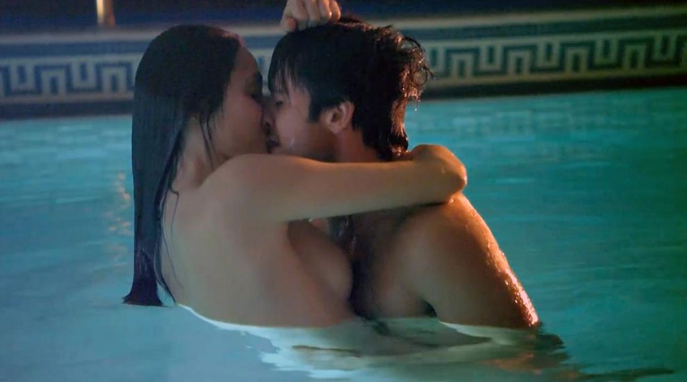 Emmy Rossum nude kissing in the pool