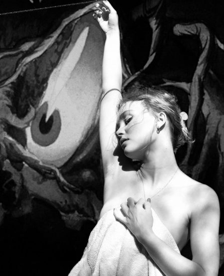 Lily-Rose Depp naked black and white