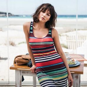 Ursula Corbero striped dress