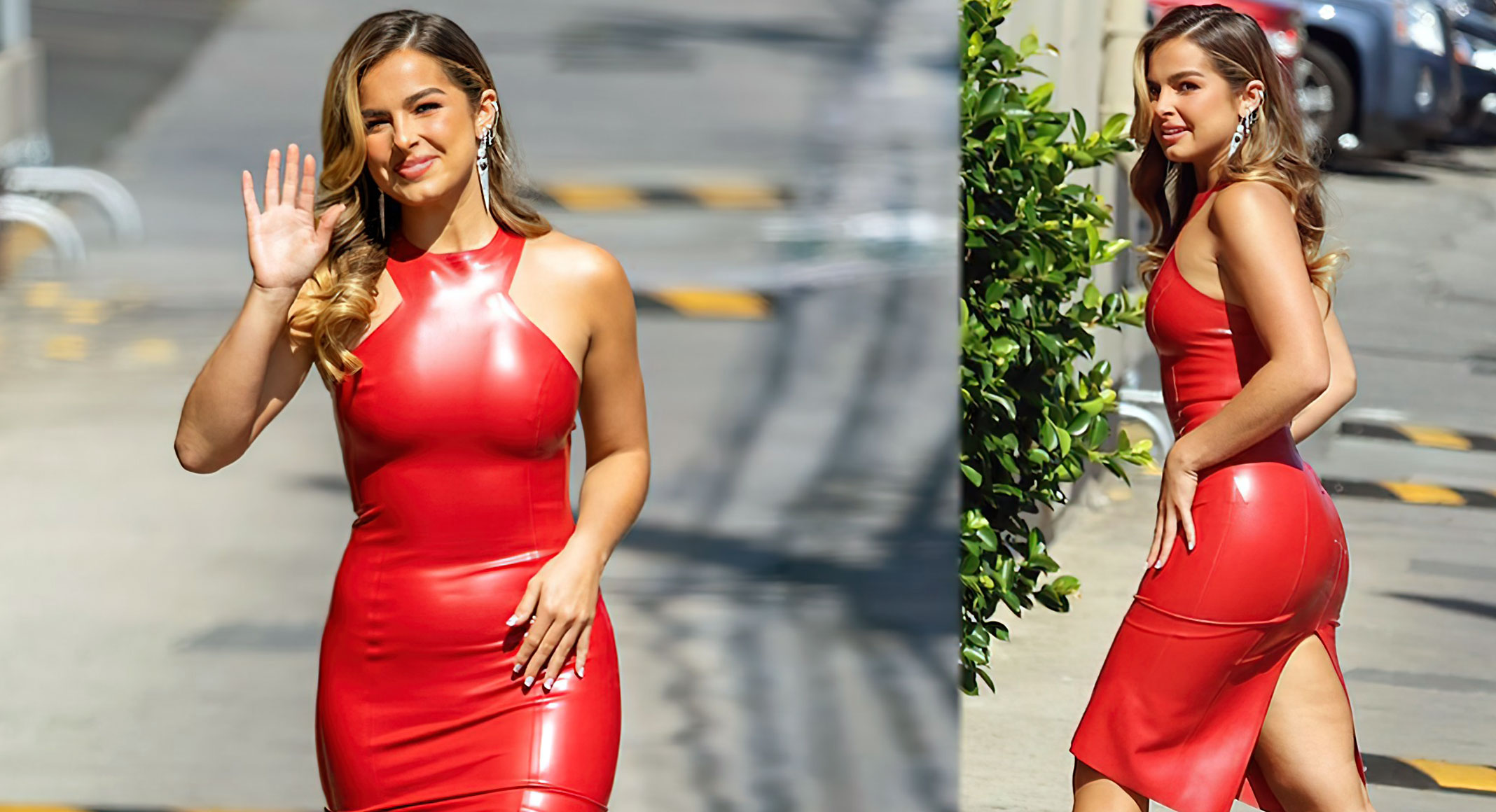 Addison Rae Hot In Red Dress.