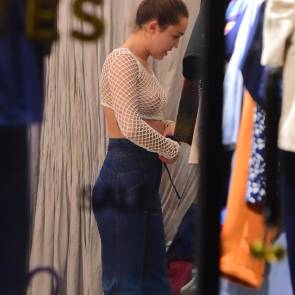 miley cyrus braless mesh crop top in soho