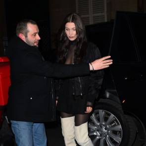 Bella Hadid sexy getting out of car