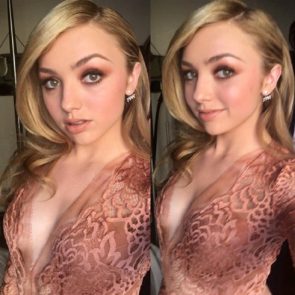 Peyton List naked under see through dress