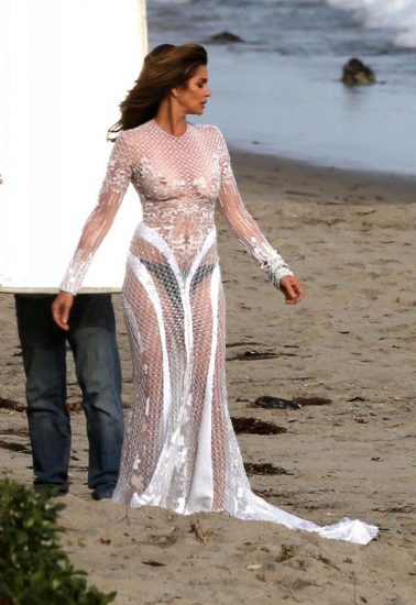 Cindy Crawford topless in see thru