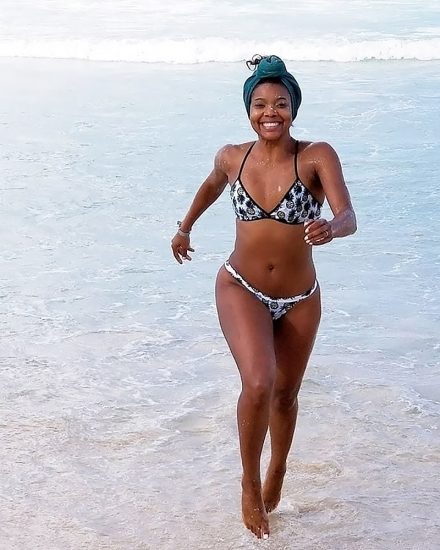 Gabrielle Union black and white bikini