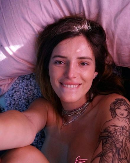 Bella Thorne nude selfie from the bed