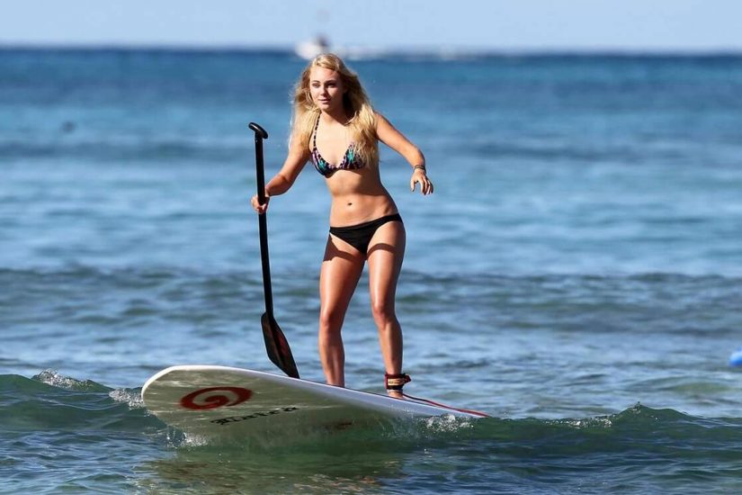 AnnaSophia Robb bikini while surfing