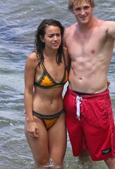 Chloe Bennett in bikini with logan paul