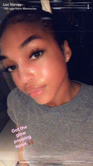 Lori Harvey snapchat selfie