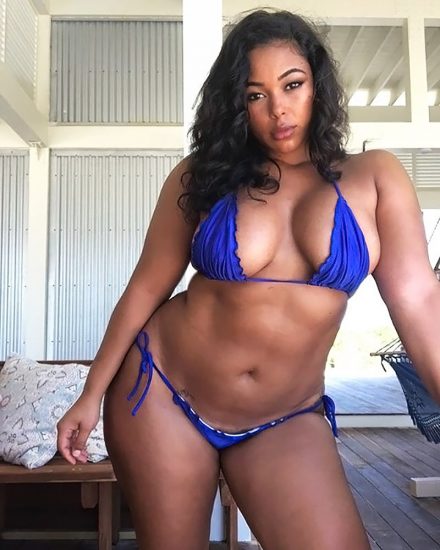 Tabria Majors hot blue bikini