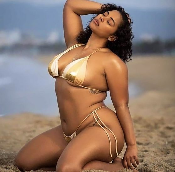 Tabria Majors gold bikini