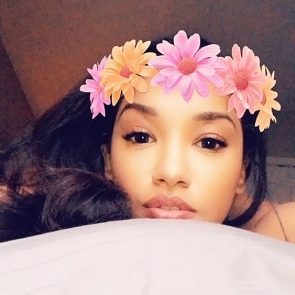 Candice Patton naked in bed