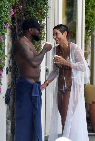 Nicole Murphy by the pool