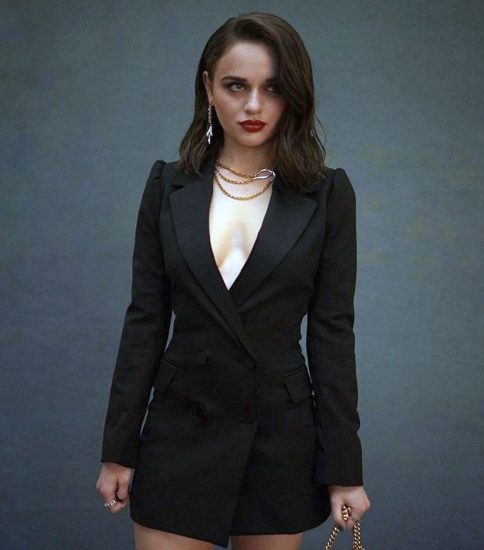 Joey King tits in a suit dress